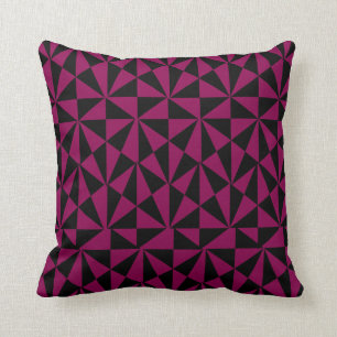 Geometric Bold Retro Funky Black Magenta Throw Pillow