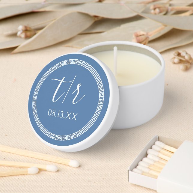 Geometric Border Chinoiserie Wedding ID1094 Mini Candle Favors (Insitu)