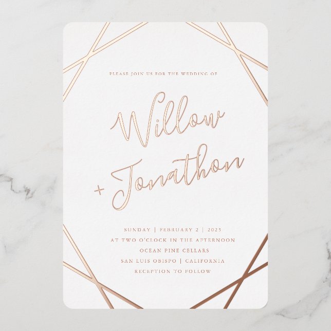 Geometric Border Foil Invitation (Front)
