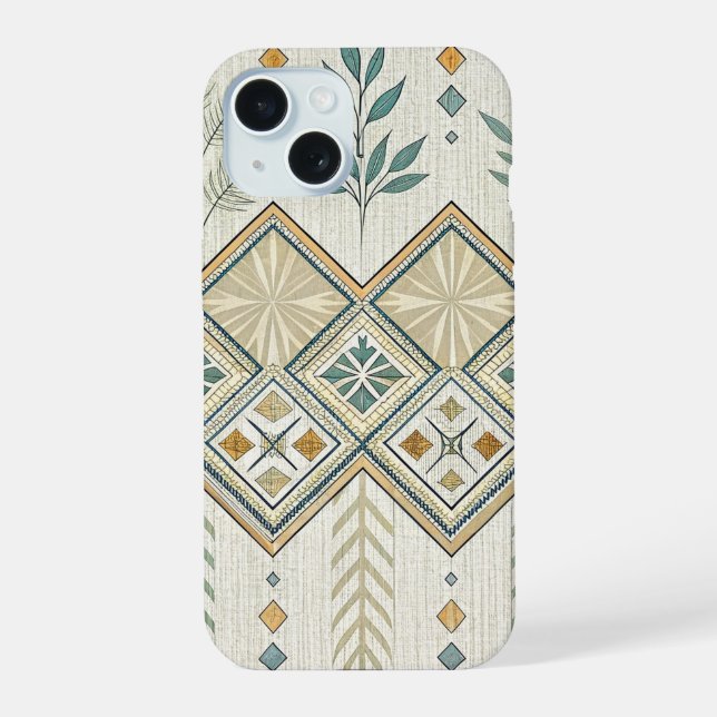 Geometric Botanical Folk Art Seamless Pattern Iphone Case (Back)