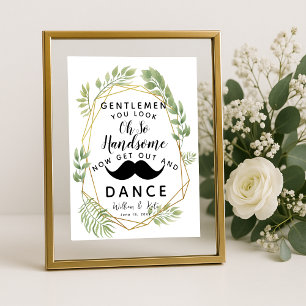 Geometric botanical Gentlemen Bathroom Wedding Poster