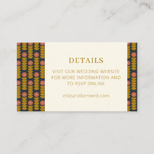 Geometric Botanical Gold Navy Wedding Website Encl Enclosure Card