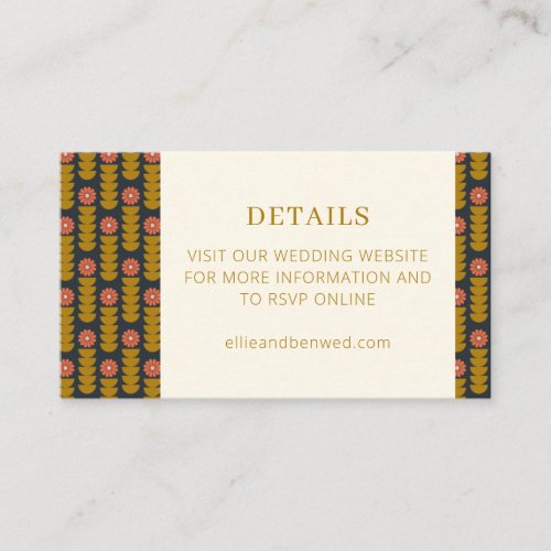 Geometric Botanical Gold Navy Wedding Website Encl Enclosure Card