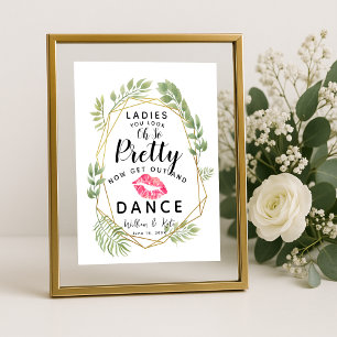 Geometric botanical Ladies Bathroom Sign Wedding
