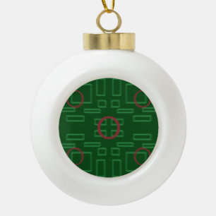 Geometric Boxes on Green Snowflake Framed Ornament