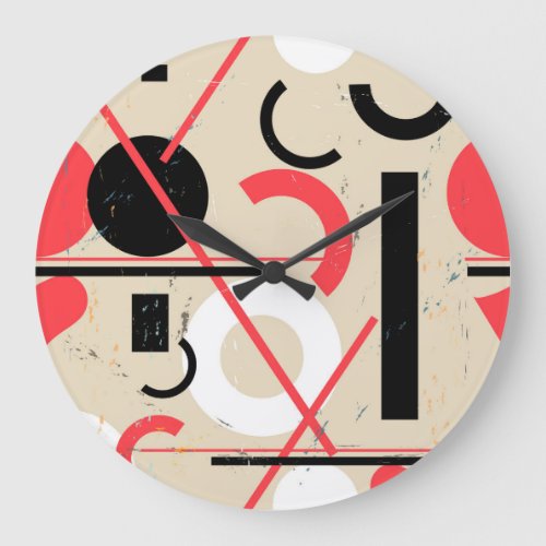 Geometric Bright Abstract Seamless Pattern Large Clock