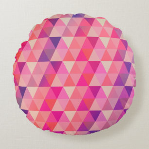 Geometric Bright Colored Triangles Pattern Round Pillow