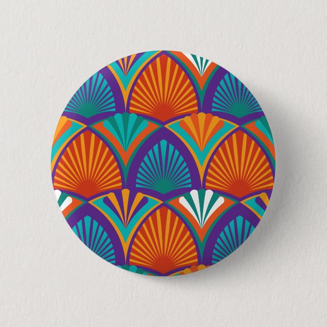 Geometric bright pattern with palm leaves, flowers button (Front)