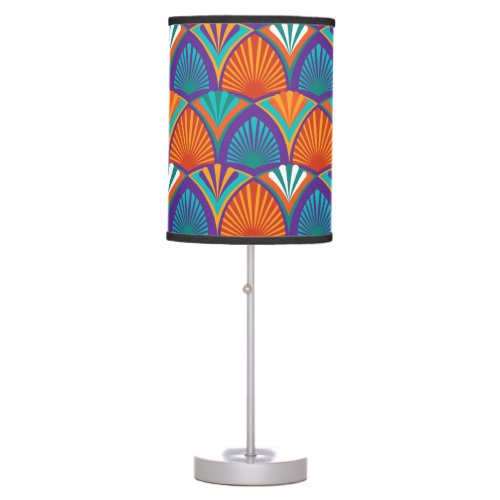 Geometric bright pattern with palm leaves flowers table lamp