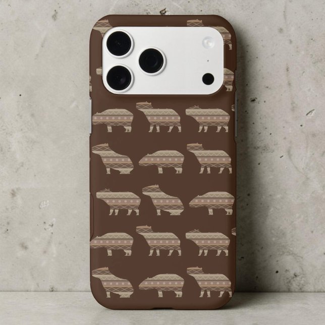 Geometric Brown Capybara Pattern Boho Case-Mate iPhone Case (Creator Uploaded)