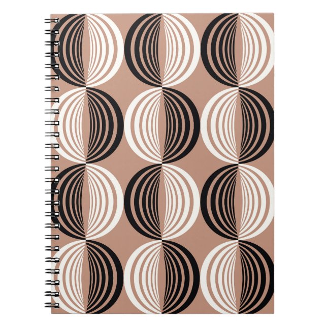 Geometric Brown Circles Seamless Design Notebook (Front)