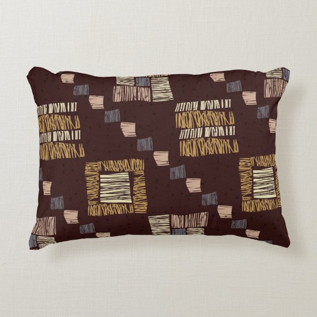 Geometric Brown Ethnic Tribal Background Accent Pillow (Front)