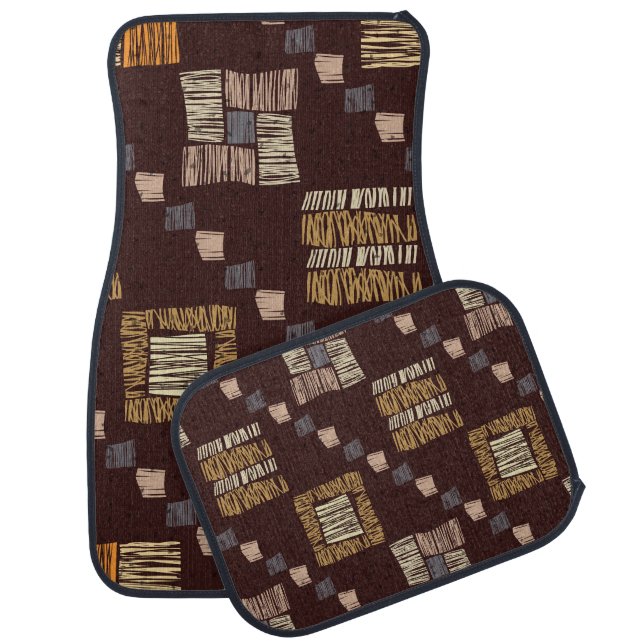 Geometric Brown Ethnic Tribal Background Car Floor Mat (Set)
