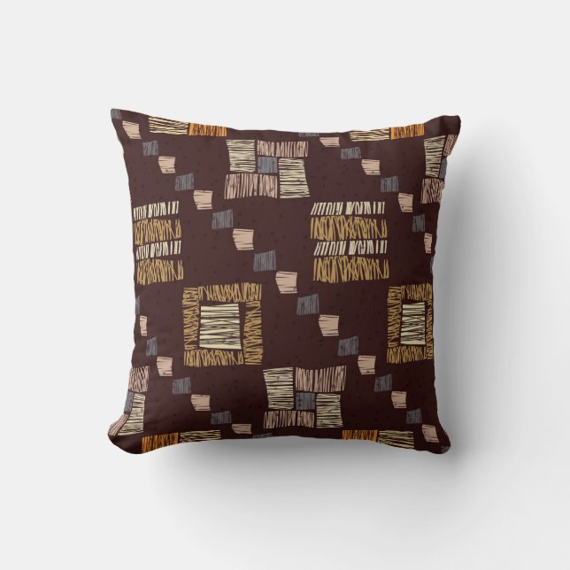 Geometric Brown Ethnic Tribal Background Throw Pillow (Front)