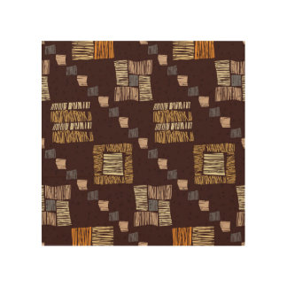Geometric Brown Ethnic Tribal Background Wood Wall Art