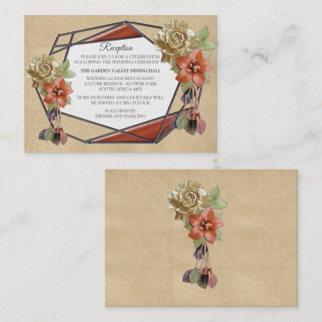 Geometric Brown Leather Art Enclosure Card (Front/Back)