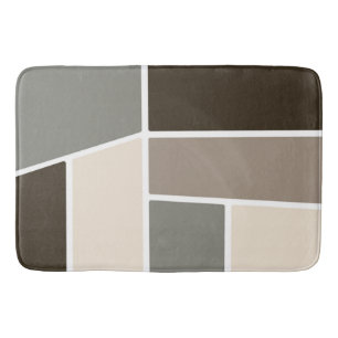 Geometric Brown, Taupe, Gray and Ivory   Bath Mat