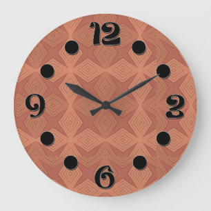 Geometric brown terracotta art deco large clock