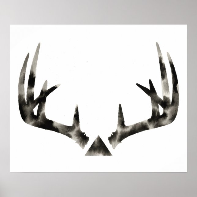 Geometric Buck Antler Watercolor Poster (Front)