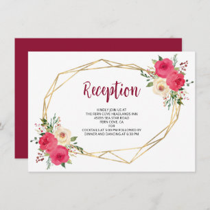 Geometric Burgundy Boho Floral Wedding Reception Enclosure Card