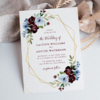 geometric burgundy & Dusty blue floral wedding