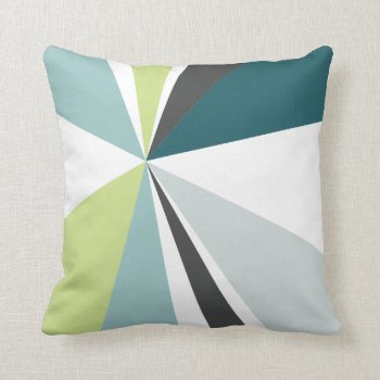Geometric Burst Triangle Art Green Teal Gray Throw Pillow by DifferentStudios at Zazzle