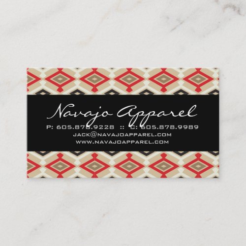 Geometric Navajo Business Card Aztec Pattern Red