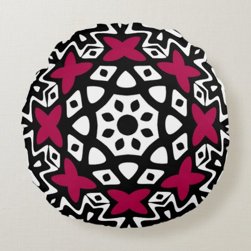 Geometric Butterfly Mandala Round Pillow