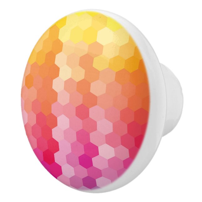 Geometric Cabinet Knob - Pink Yellow Hexagon  (Right)