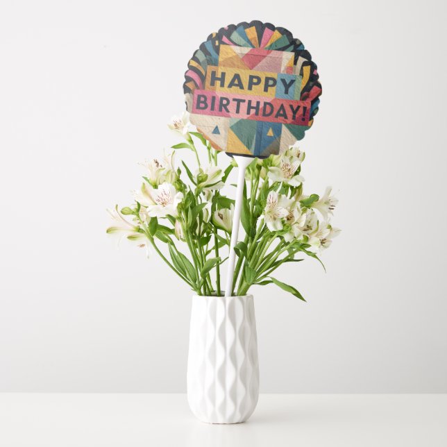 Geometric Cake Vibrant Abstract Birthday Design Balloon (Vase)
