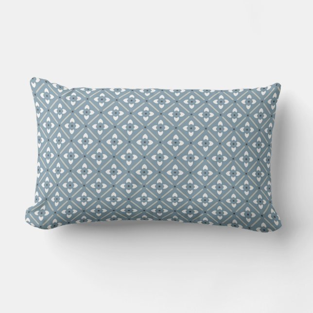 Geometric Calico Floral Pattern Lumbar Pillow (Front)