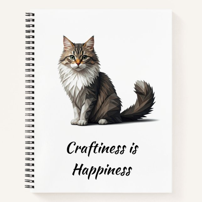 Geometric Cat Craftiness is Happiness Notebook (Front)