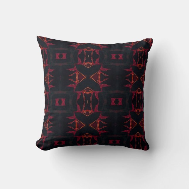 Geometric cat faces pattern mahogany brown pillow (Front)