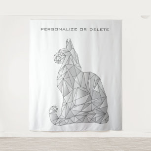 Geometric Cat Modern Minimal Cute Abstract Trippy Tapestry
