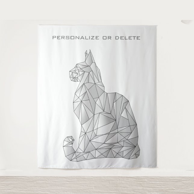 Geometric Cat Modern Minimal Cute Abstract Trippy Tapestry (Front)