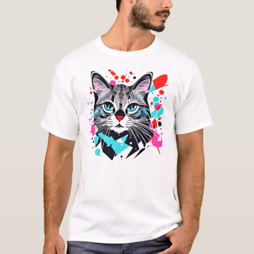geometric cat T_Shirt