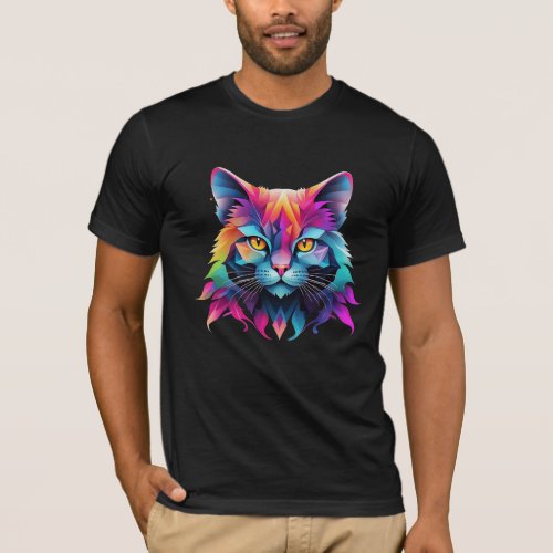 Geometric cat T_shirt design 2024