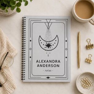 Geometric Celestial Crescent Moon Notebook