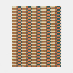 Geometric Check Pattern in Autumn Pumpkin Fleece Blanket