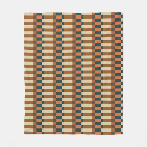 Geometric Check Pattern in Autumn Pumpkin Fleece Blanket