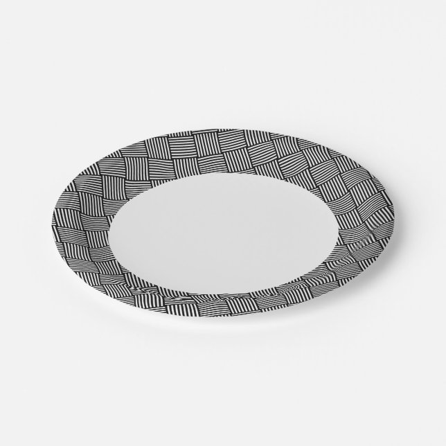 Geometric checked texture paper plates (Angled)