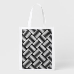 Geometric checked texture reusable grocery bag