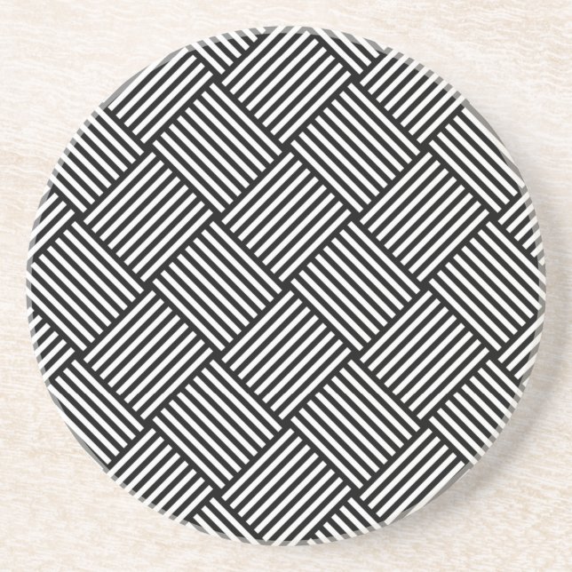 Geometric checked texture sandstone coaster (Front)