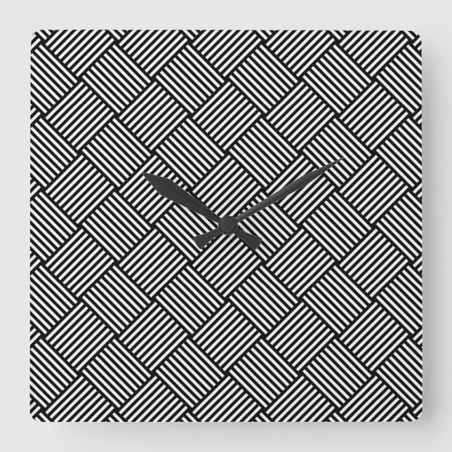 Geometric checked texture square wall clock (Front)