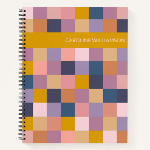 Geometric Checkerboard in Purple Personalized  Notebook