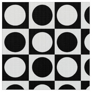 Geometric Checkered Black And White Dots Fabric