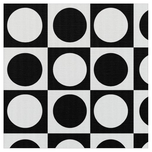 Geometric Checkered Black And White Dots  Fabric
