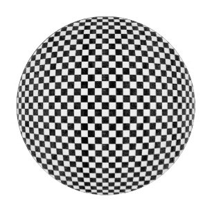Geometric Checkered Illusion: Vintage Artistry. Cutting Board