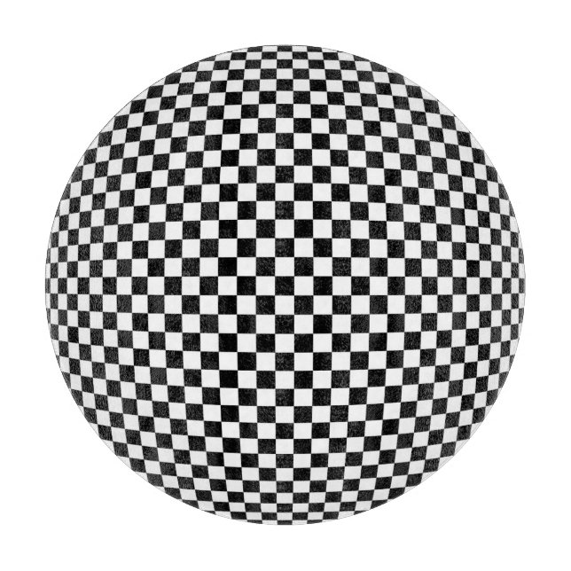 Geometric Checkered Illusion: Vintage Artistry. Cutting Board (Front)