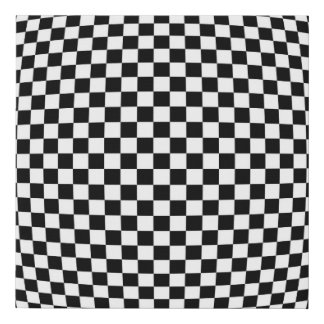 Geometric Checkered Illusion: Vintage Artistry. Faux Canvas Print